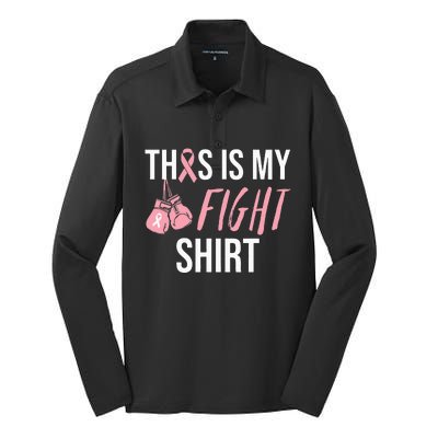 Breast Cancer Awareness Pink Ribbon Mom  Fight Survivor Silk Touch Performance Long Sleeve Polo