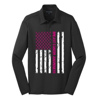 Breast Cancer Awareness Silk Touch Performance Long Sleeve Polo