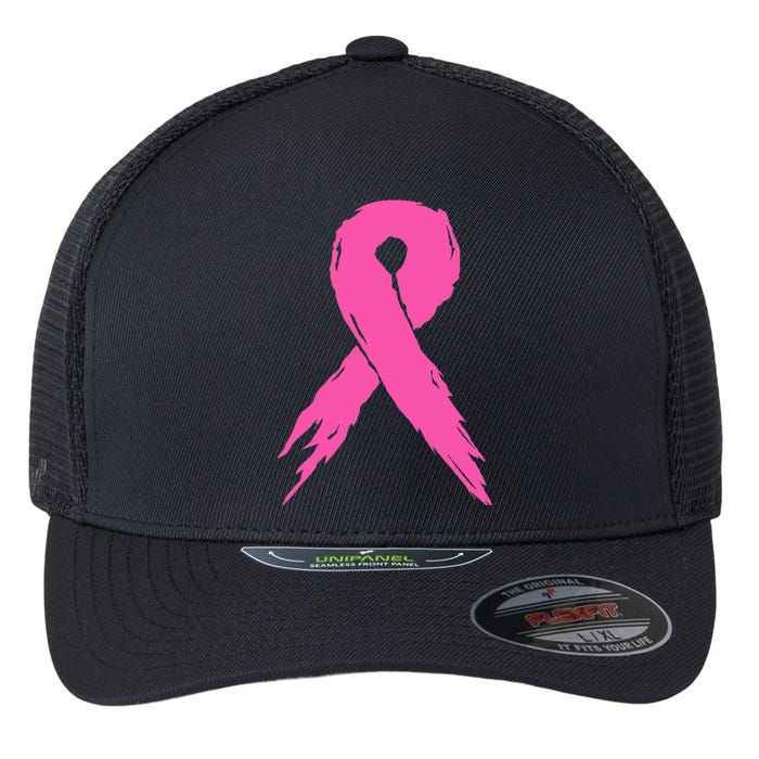 Breast Cancer Awareness Pink Ribbon Flexfit Unipanel Trucker Cap