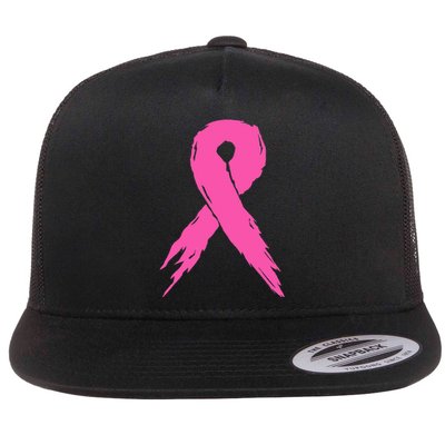 Breast Cancer Awareness Pink Ribbon Flat Bill Trucker Hat