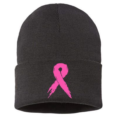 Breast Cancer Awareness Pink Ribbon Sustainable Knit Beanie