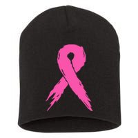 Breast Cancer Awareness Pink Ribbon Short Acrylic Beanie