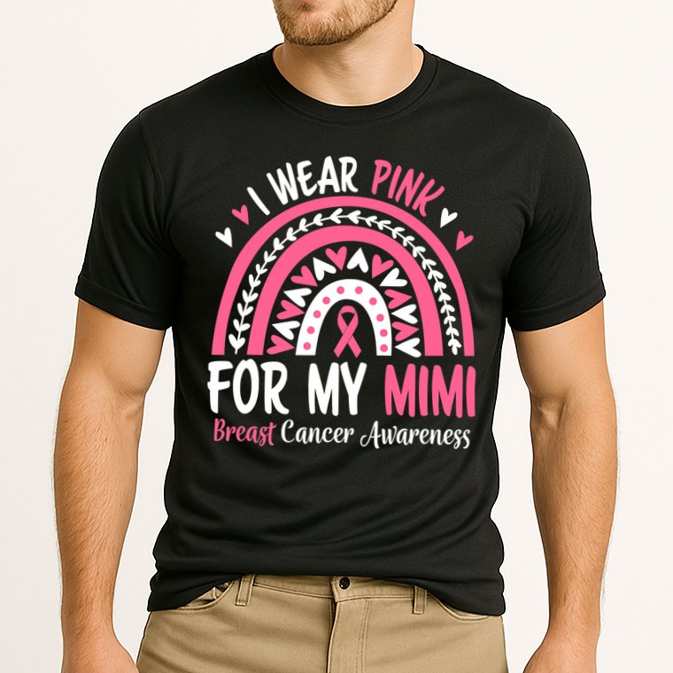 Breast Cancer Awareness Rainbow I Wear Pink For My Mimi Cooling Performance Crew T-Shirt