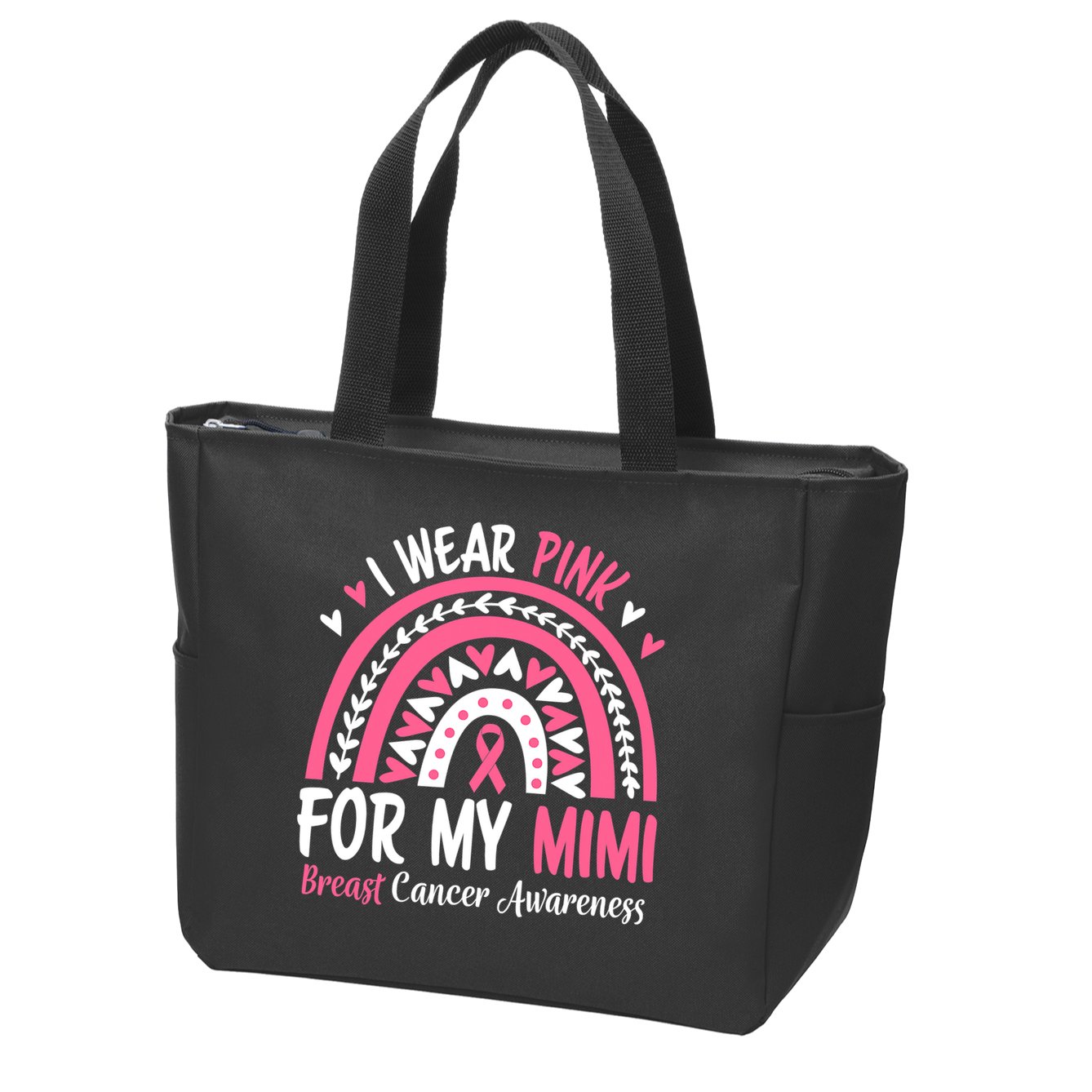 Breast Cancer Awareness Rainbow I Wear Pink For My Mimi Zip Tote Bag