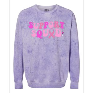 Breast Cancer Awareness Pink Warrior Groovy Support Squad Colorblast Crewneck Sweatshirt