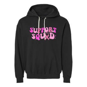 Breast Cancer Awareness Pink Warrior Groovy Support Squad Garment-Dyed Fleece Hoodie