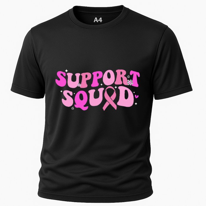 Breast Cancer Awareness Pink Warrior Groovy Support Squad Cooling Performance Crew T-Shirt