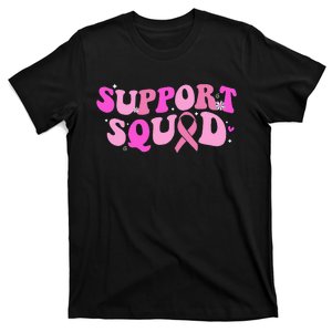 Breast Cancer Awareness Pink Warrior Groovy Support Squad T-Shirt