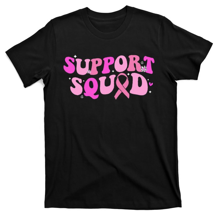 Breast Cancer Awareness Pink Warrior Groovy Support Squad T-Shirt