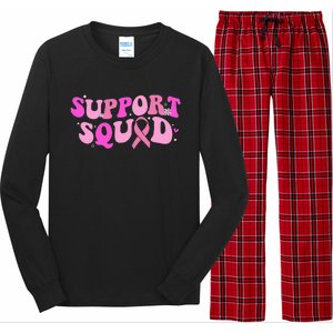 Breast Cancer Awareness Pink Warrior Groovy Support Squad Long Sleeve Pajama Set