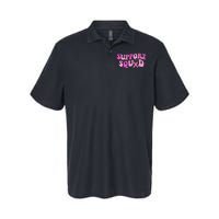 Breast Cancer Awareness Pink Warrior Groovy Support Squad Softstyle Adult Sport Polo