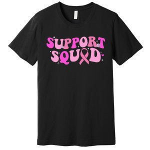 Breast Cancer Awareness Pink Warrior Groovy Support Squad Premium T-Shirt