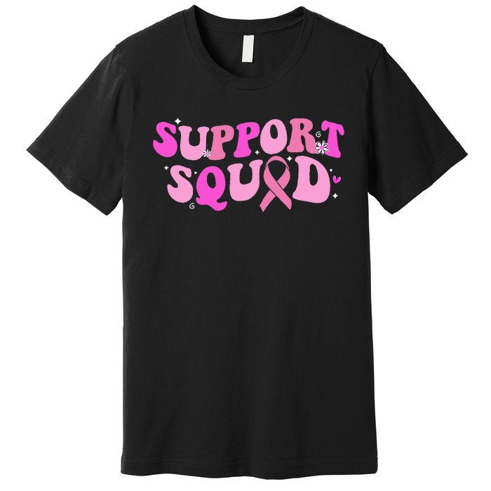 Breast Cancer Awareness Pink Warrior Groovy Support Squad Premium T-Shirt