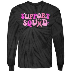 Breast Cancer Awareness Pink Warrior Groovy Support Squad Tie-Dye Long Sleeve Shirt