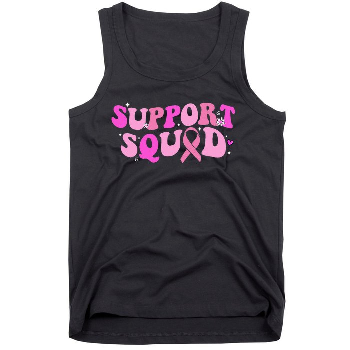 Breast Cancer Awareness Pink Warrior Groovy Support Squad Tank Top