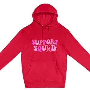 Breast Cancer Awareness Pink Warrior Groovy Support Squad Premium Pullover Hoodie