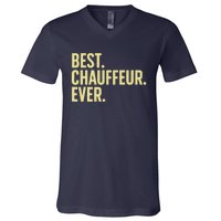 Best Chauffeur Art Dad Job Taxi Limo Driver V-Neck T-Shirt