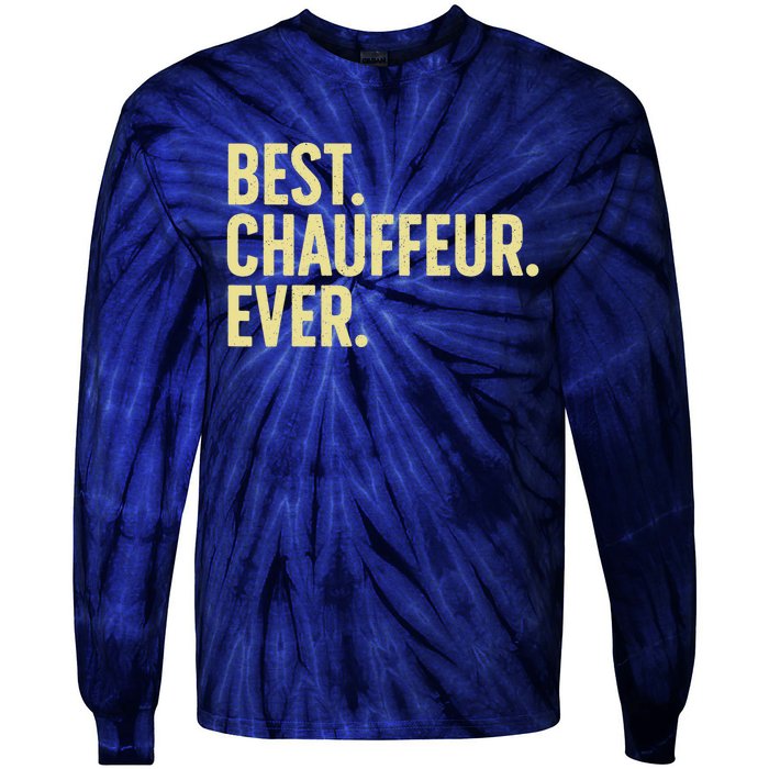 Best Chauffeur Art Dad Job Taxi Limo Driver Tie-Dye Long Sleeve Shirt