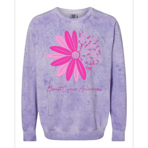 Breast Cancer Awareness Sunflower Ribbon Colorblast Crewneck Sweatshirt