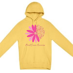 Breast Cancer Awareness Sunflower Ribbon Premium Pullover Hoodie