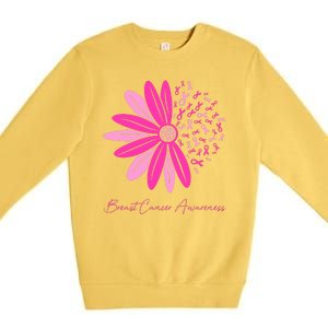 Breast Cancer Awareness Sunflower Ribbon Premium Crewneck Sweatshirt