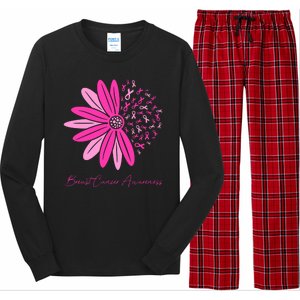 Breast Cancer Awareness Sunflower Ribbon Long Sleeve Pajama Set