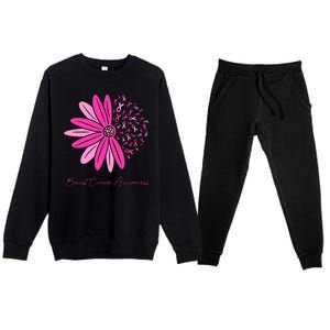 Breast Cancer Awareness Sunflower Ribbon Premium Crewneck Sweatsuit Set