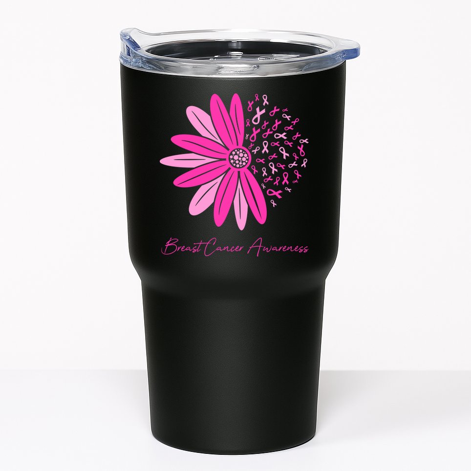 Breast Cancer Awareness Sunflower Ribbon Tumbler