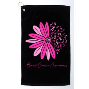 Breast Cancer Awareness Sunflower Ribbon Platinum Collection Golf Towel