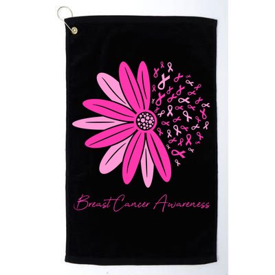 Breast Cancer Awareness Sunflower Ribbon Golf Towel