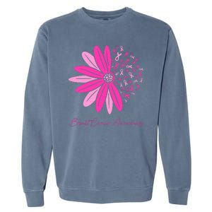 Breast Cancer Awareness Sunflower Ribbon Garment-Dyed Sweatshirt