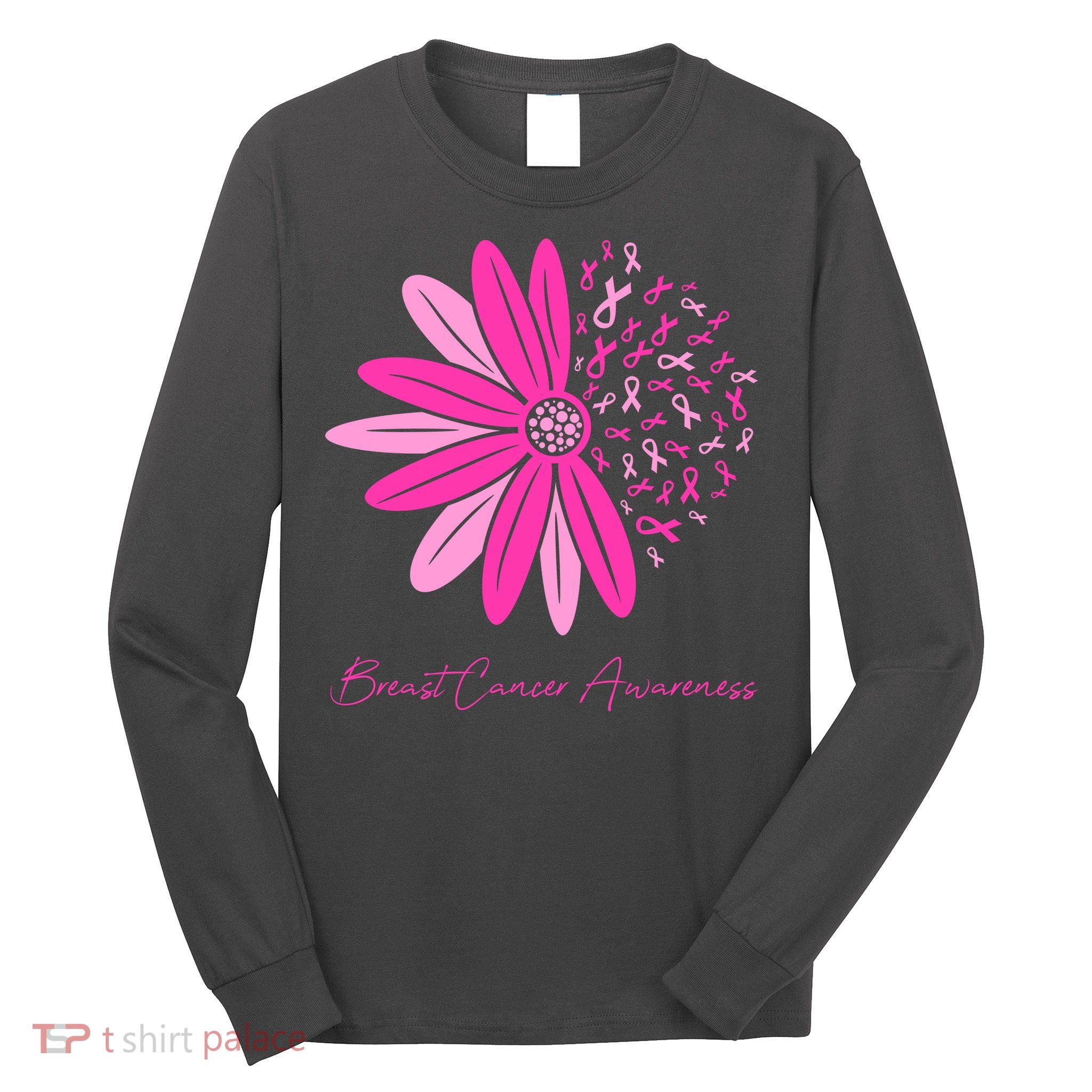 Breast Cancer Awareness Sunflower Ribbon Long Sleeve Shirt