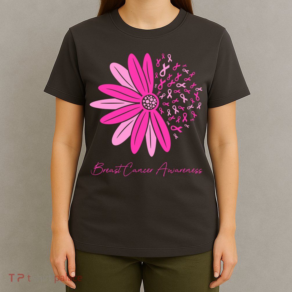 Breast Cancer Awareness Sunflower Ribbon T-Shirt