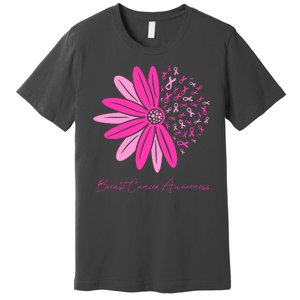 Breast Cancer Awareness Sunflower Ribbon Premium T-Shirt