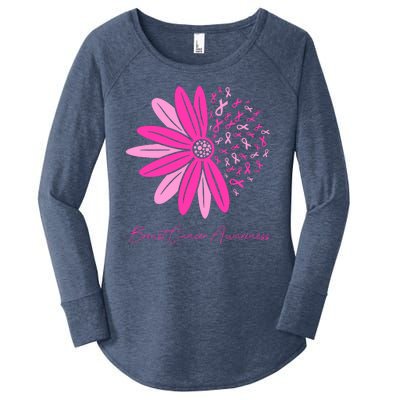 Breast Cancer Awareness Sunflower Ribbon Women's Perfect Tri Tunic Long Sleeve Shirt