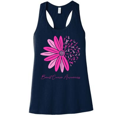 Breast Cancer Awareness Sunflower Ribbon Women's Racerback Tank