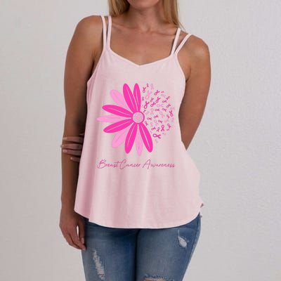 Breast Cancer Awareness Sunflower Ribbon Women's Strappy Tank