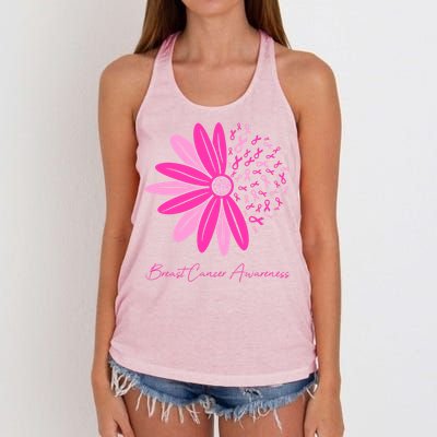 Breast Cancer Awareness Sunflower Ribbon Women's Knotted Racerback Tank