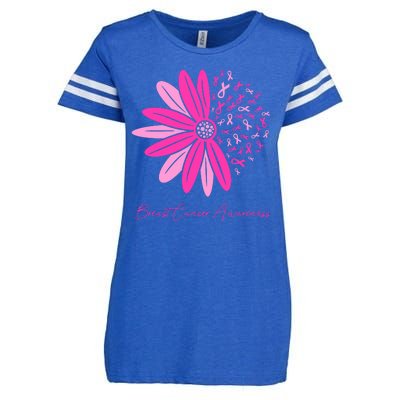 Breast Cancer Awareness Sunflower Ribbon Enza Ladies Jersey Football T-Shirt