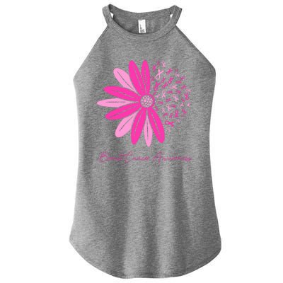 Breast Cancer Awareness Sunflower Ribbon Women's Perfect Tri Rocker Tank