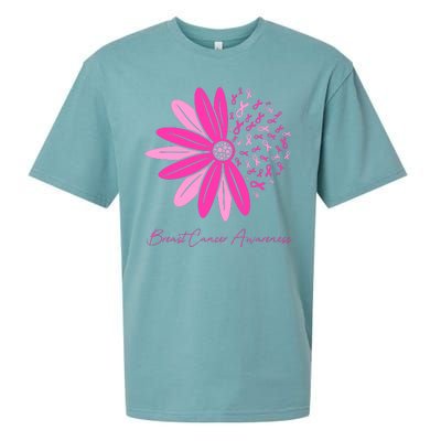 Breast Cancer Awareness Sunflower Ribbon Sueded Cloud Jersey T-Shirt