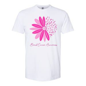 Breast Cancer Awareness Sunflower Ribbon Softstyle CVC T-Shirt