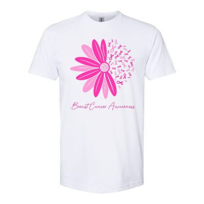 Breast Cancer Awareness Sunflower Ribbon Softstyle® CVC T-Shirt