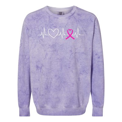 Breast Cancer Awareness Month Ribbon Heartbeat Colorblast Crewneck Sweatshirt