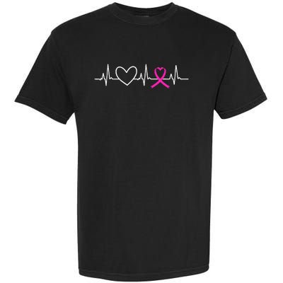 Breast Cancer Awareness Month Ribbon Heartbeat Garment-Dyed Heavyweight T-Shirt