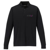 Breast Cancer Awareness Month Ribbon Heartbeat Performance Long Sleeve Polo