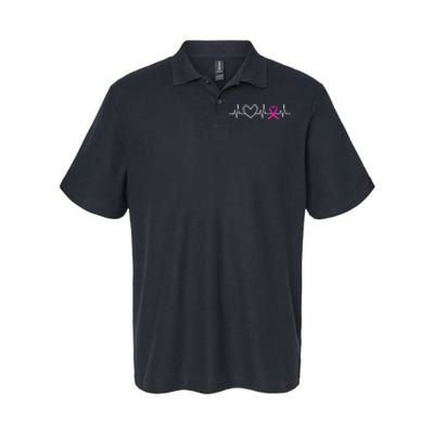 Breast Cancer Awareness Month Ribbon Heartbeat Softstyle Adult Sport Polo