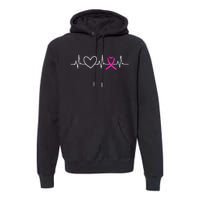 Breast Cancer Awareness Month Ribbon Heartbeat Premium Hoodie