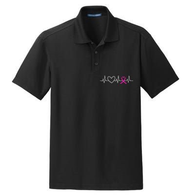 Breast Cancer Awareness Month Ribbon Heartbeat Dry Zone Grid Polo