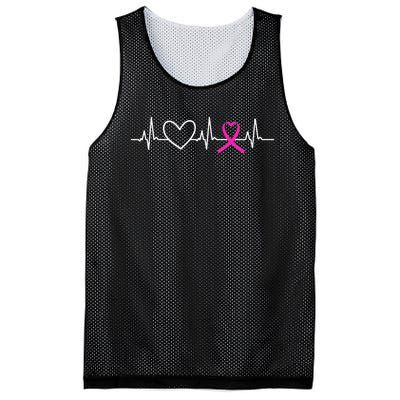 Breast Cancer Awareness Month Ribbon Heartbeat Mesh Reversible Basketball Jersey Tank